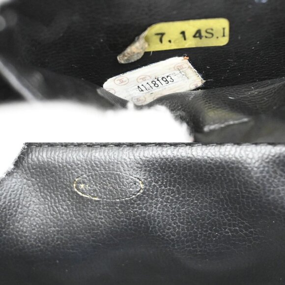 CHANEL CC Logo Bicolore Vanity Hand Bag Leather Black GHW Vintage 70KB285 - Picture 14 of 15